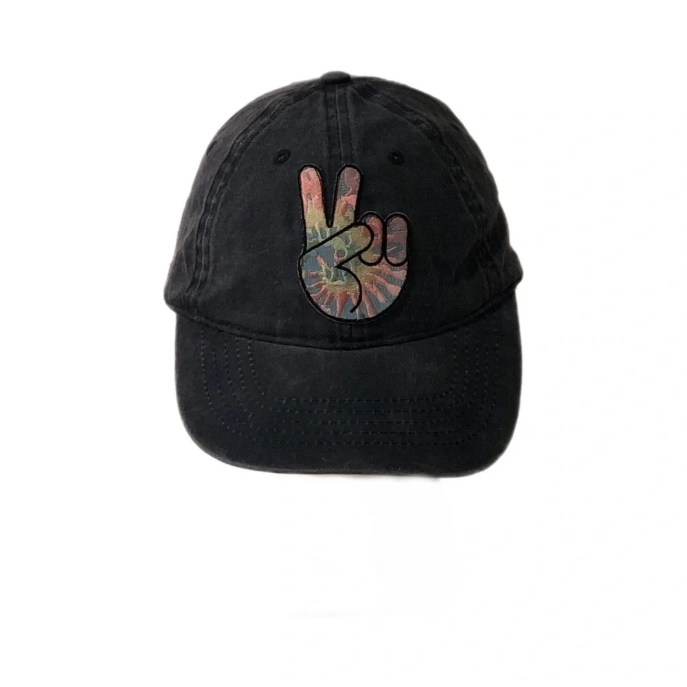 Washed Blue Baseball Hat W/ Peace Patch